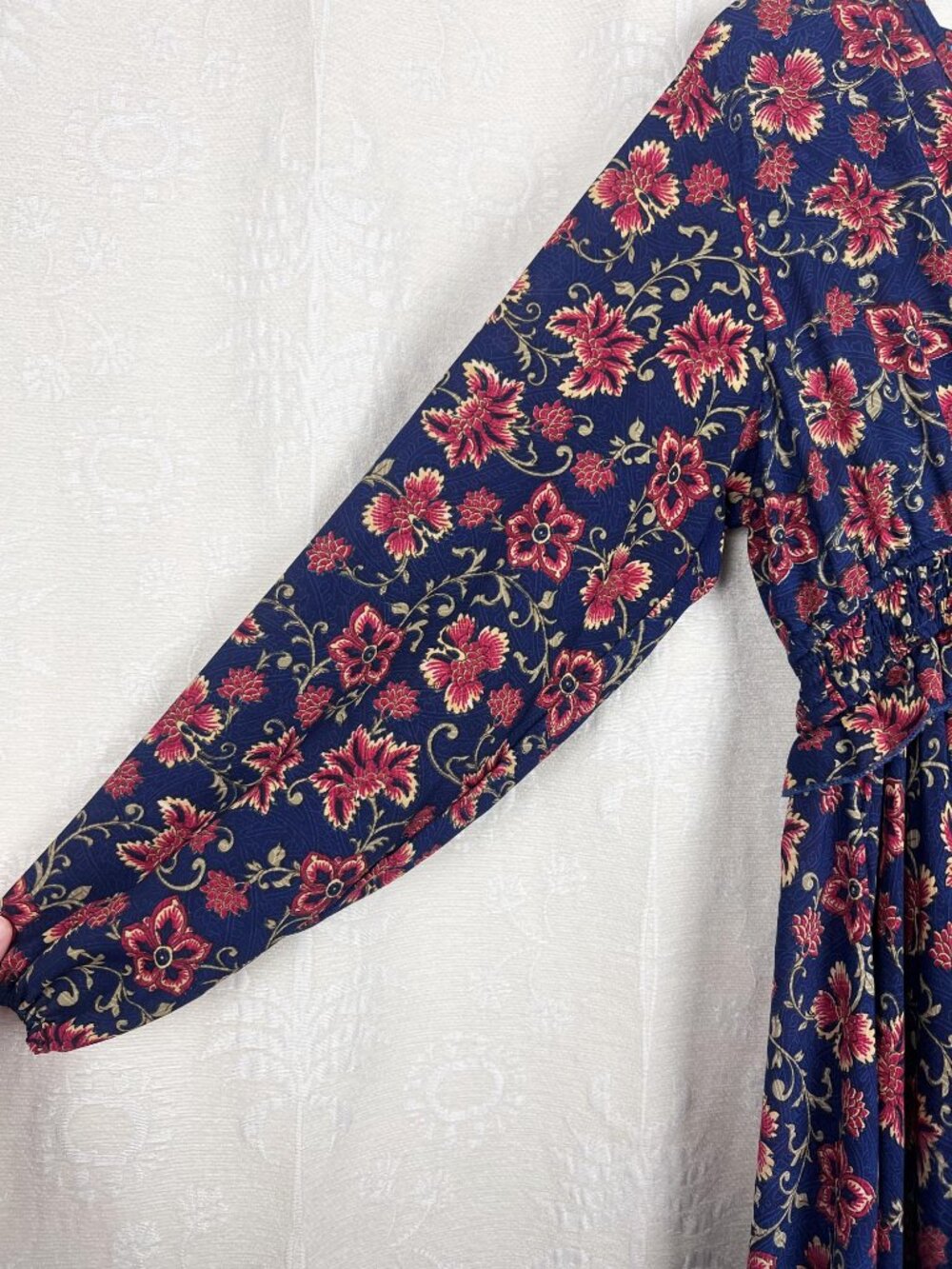 Anthropologie Boemo ruffle peasant maxi dress blue red floral cottagecore Petite - Picture 3 of 9